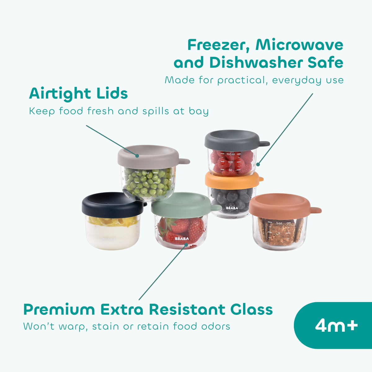 Set of 6 5oz Glass Baby Food Jars