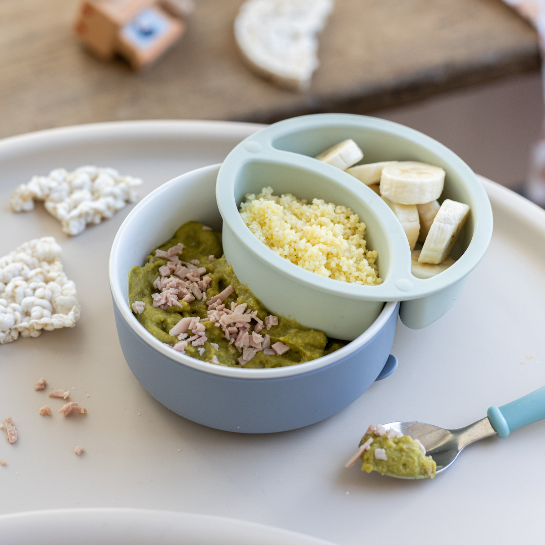 BEABA Porcelain Bowl Set with Silicone Suction Sleeve