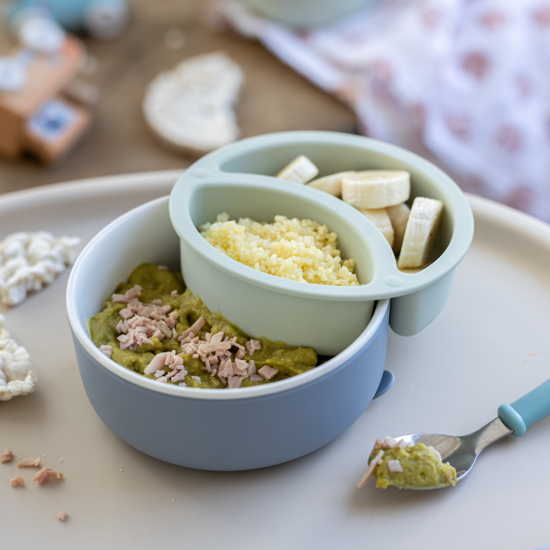 BEABA Porcelain Bowl Set with Silicone Suction Sleeve