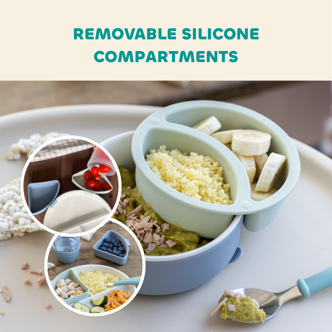 BEABA Porcelain Bowl Set with Silicone Suction Sleeve